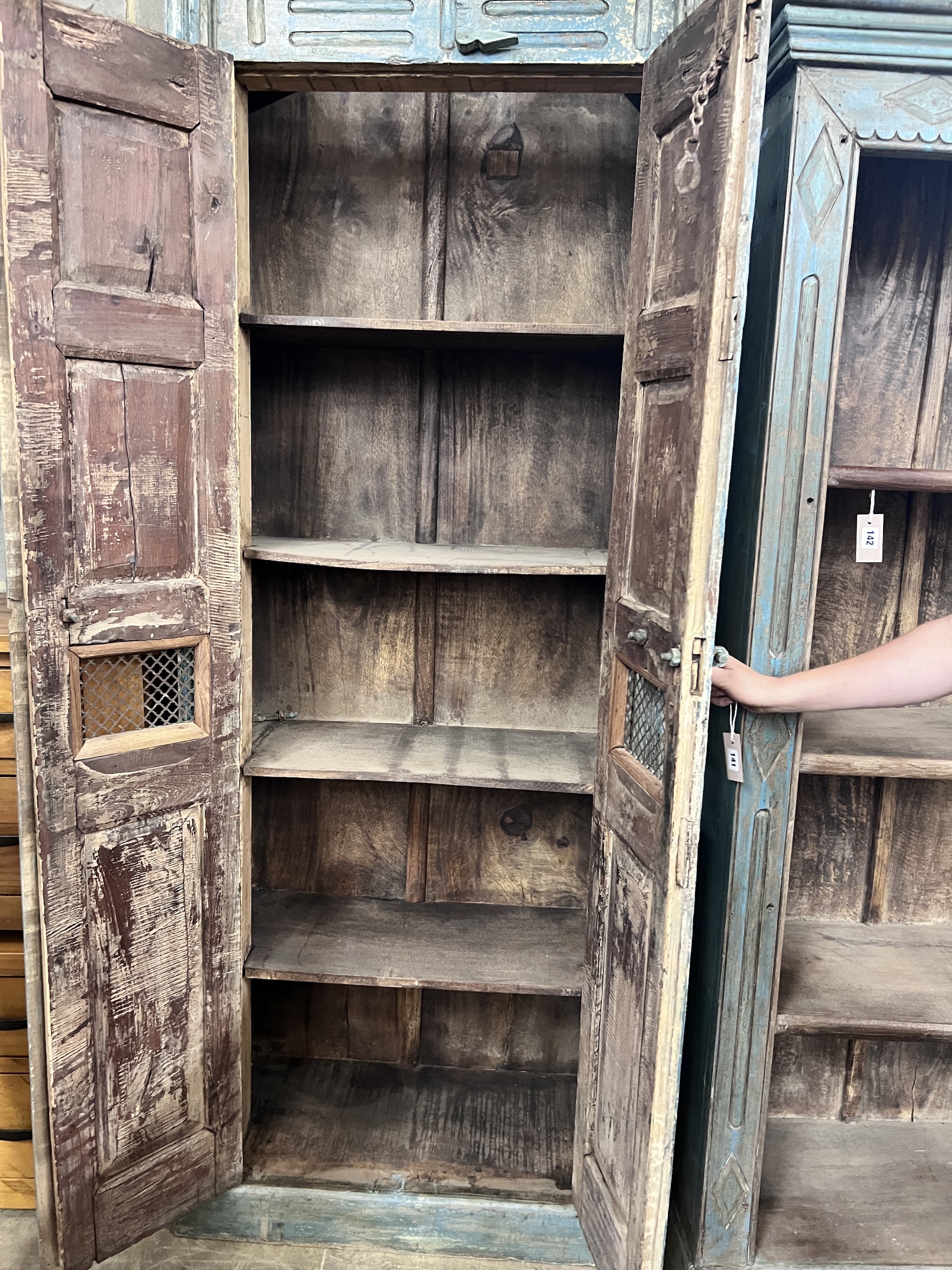 An Indonesian painted hardwood tall cabinet, width 81cm, depth 39cm, height 247cm